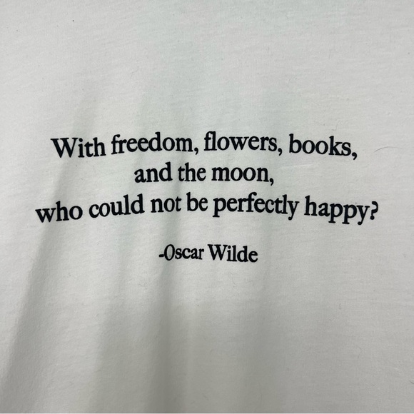 Zara Oscar Wild quote t shirt, with freedom, flowers, books and the moon… - Picture 2 of 6